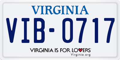 VA license plate VIB0717