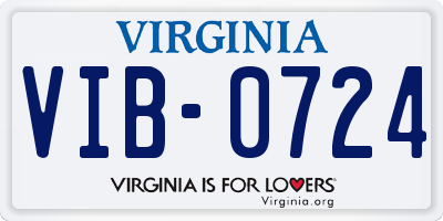 VA license plate VIB0724
