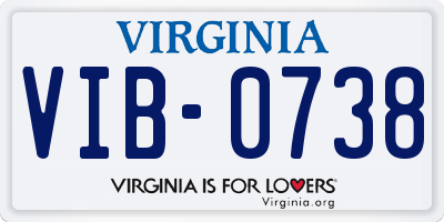 VA license plate VIB0738
