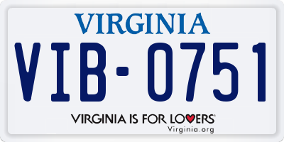 VA license plate VIB0751