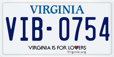 VA license plate VIB0754