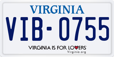 VA license plate VIB0755
