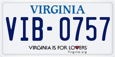 VA license plate VIB0757