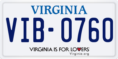 VA license plate VIB0760