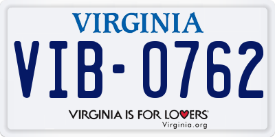 VA license plate VIB0762