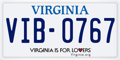 VA license plate VIB0767