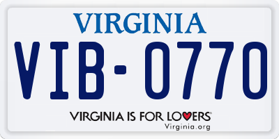 VA license plate VIB0770