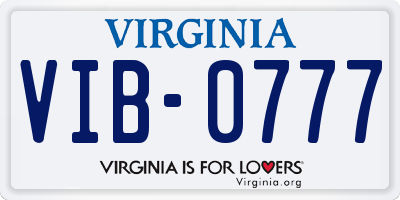VA license plate VIB0777