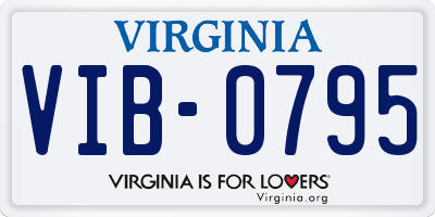 VA license plate VIB0795