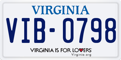 VA license plate VIB0798
