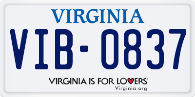 VA license plate VIB0837