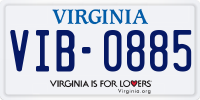 VA license plate VIB0885