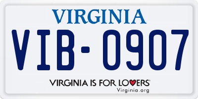 VA license plate VIB0907