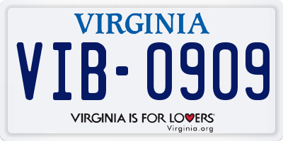 VA license plate VIB0909