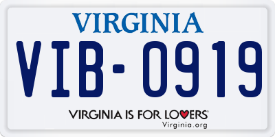 VA license plate VIB0919