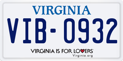 VA license plate VIB0932