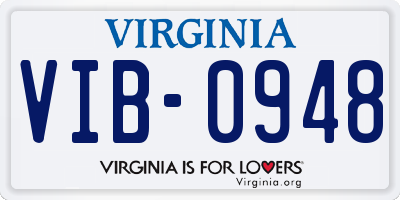 VA license plate VIB0948