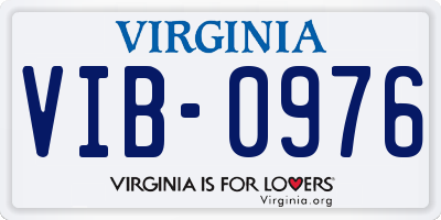 VA license plate VIB0976