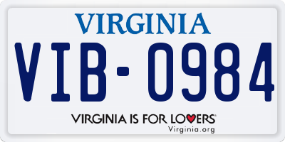 VA license plate VIB0984