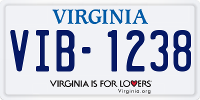 VA license plate VIB1238