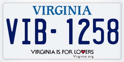 VA license plate VIB1258