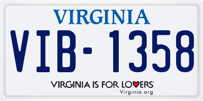 VA license plate VIB1358