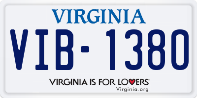 VA license plate VIB1380