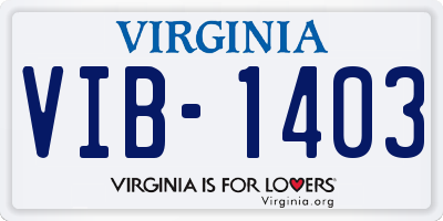 VA license plate VIB1403