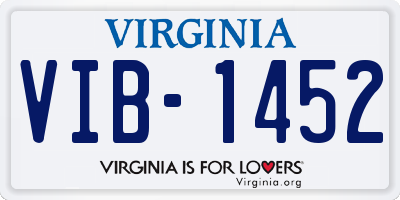 VA license plate VIB1452