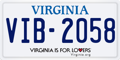 VA license plate VIB2058