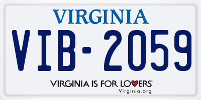 VA license plate VIB2059