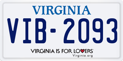 VA license plate VIB2093