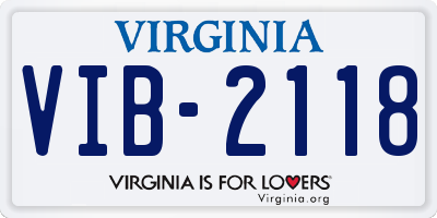 VA license plate VIB2118
