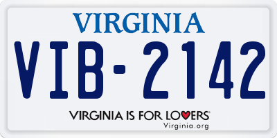 VA license plate VIB2142