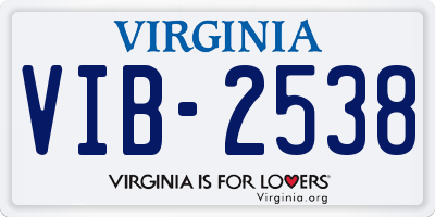 VA license plate VIB2538