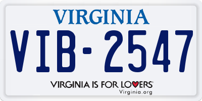 VA license plate VIB2547