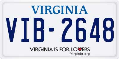 VA license plate VIB2648