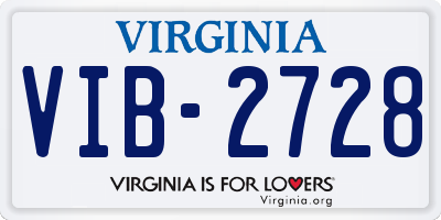 VA license plate VIB2728