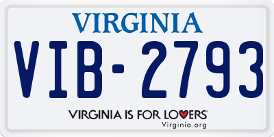 VA license plate VIB2793