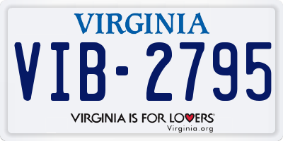 VA license plate VIB2795