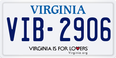VA license plate VIB2906