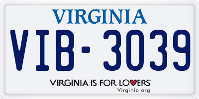 VA license plate VIB3039