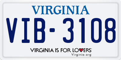 VA license plate VIB3108
