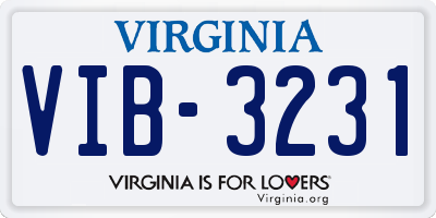 VA license plate VIB3231