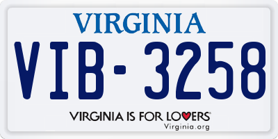 VA license plate VIB3258