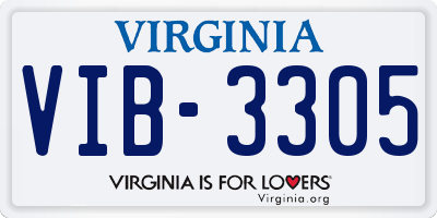 VA license plate VIB3305