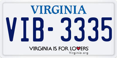 VA license plate VIB3335