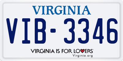 VA license plate VIB3346