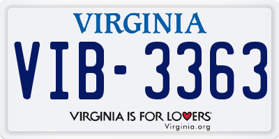 VA license plate VIB3363
