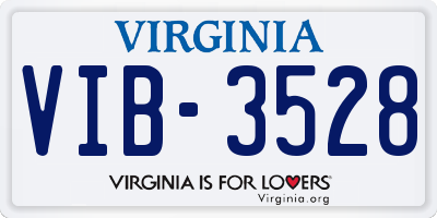 VA license plate VIB3528